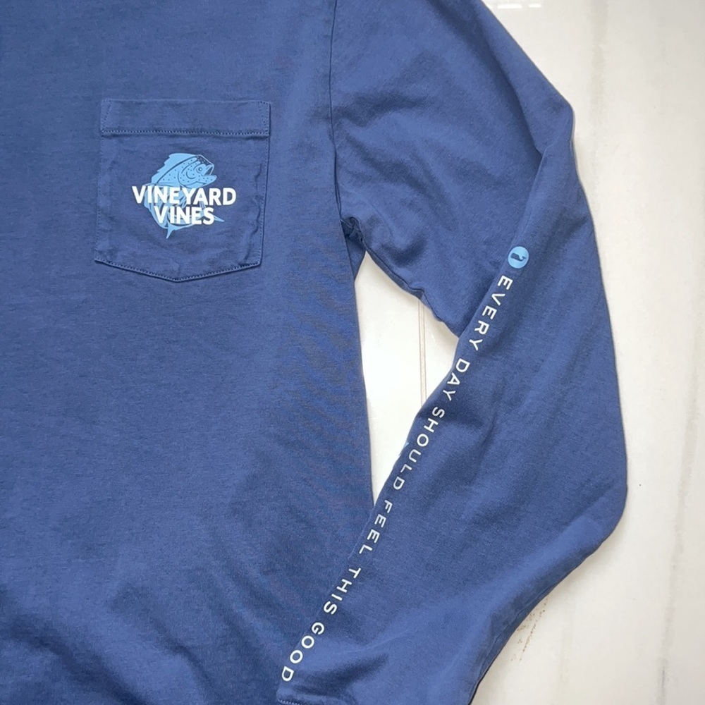 Periwinkle Blue Vineyard Vines Graphic Long Sleeve T Shirt Size S - Picture 3 of 6